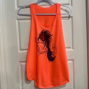Neon Orange Graphic Racerback Tank Top Boho Festival Small NWOT